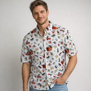 Disney Pixar RSVLTS Ratatouille Shirt Mens L Remy Button Down Chef Culinary Cook